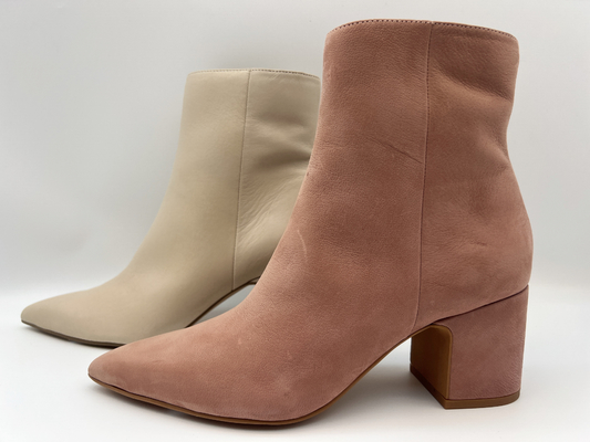 botas aguçados com o zíper do metal YKK, botas de couro genuínas do tornozelo do dedo do pé das mulheres do vestido do nappa macio