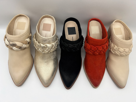 Toe Dress Shoes fechado das mulheres de ROSH salto de 2 polegadas com correia tecida