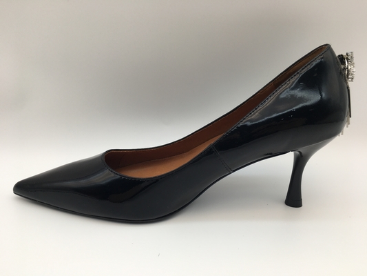 As sapatas de vestido das mulheres pretas do couro envernizado, apontaram Toe Stiletto Heels