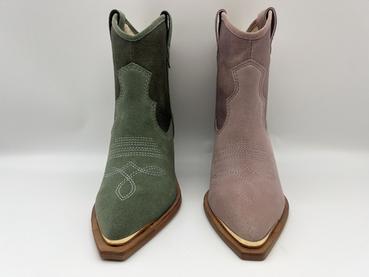 botas da camurça da vaca e do vestido das mulheres superiores da lona, projeto do emboridery da flor superior, tampa do dedo do pé do metal e salto do Abs