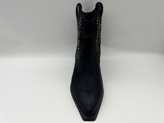 as botas do tornozelo do vestido das mulheres de couro da vaca macia com projeto dos parafusos prisioneiros, apontaram o baixo salto do dedo do pé com o zíper de nylon de YKK