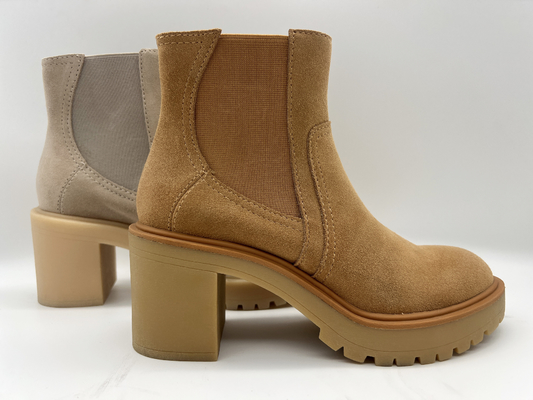 Cabeça redonda uma parte de outsole de TPR, botas do vestido das mulheres de couro da camurça macia da vaca, nenhum projeto elástico do zíper