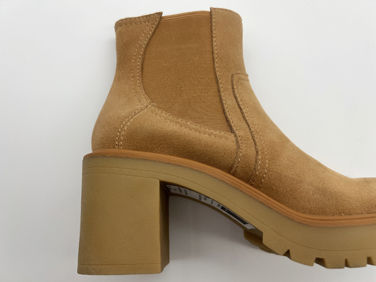 Cabeça redonda uma parte de outsole de TPR, botas do vestido das mulheres de couro da camurça macia da vaca, nenhum projeto elástico do zíper