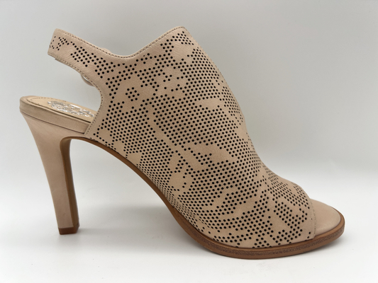 Brown/sandálias abertas bege de Toe Round Toe Stiletto Heel das sapatas de couro da camurça