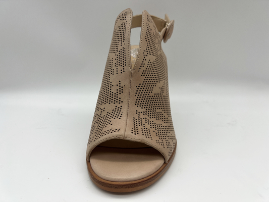 Brown/sandálias abertas bege de Toe Round Toe Stiletto Heel das sapatas de couro da camurça