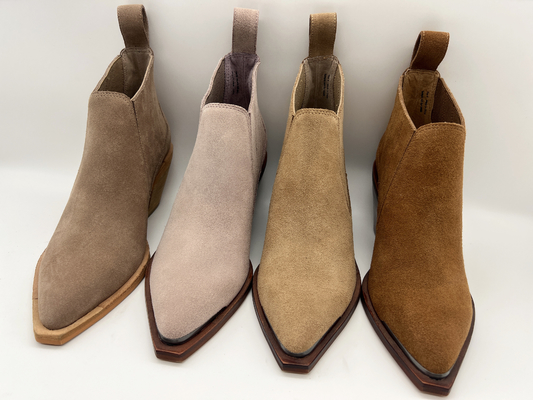 botas do tornozelo do vestido das mulheres de couro da camurça macia marrom da vaca, salto do Abs com outsole do não-deslizamento de TPR