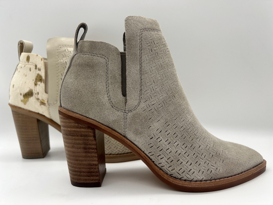 Salto do Abs com outsole de TPR, couro macio da camurça da quebra e botas do tornozelo do vestido das mulheres de couro do cabelo metálico