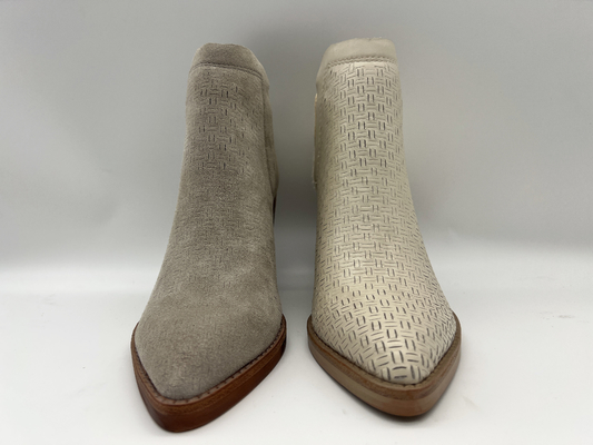Salto do Abs com outsole de TPR, couro macio da camurça da quebra e botas do tornozelo do vestido das mulheres de couro do cabelo metálico
