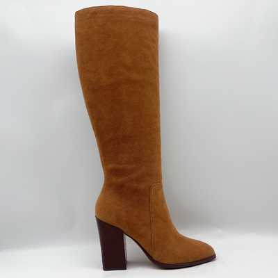 Das botas altas de couro do tornozelo das mulheres genuínas o dedo do pé quadrado ROHS aprovou
