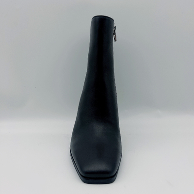 O vestido de couro das mulheres impermeáveis carreg o quadrado preto ocasional Toe Ankle Boots