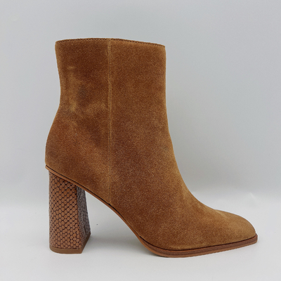 Botas à moda do tornozelo da camurça das senhoras do OEM do ODM de Toe Leather Ankle Boots do quadrado