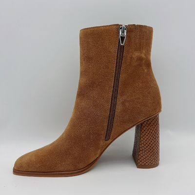 Botas à moda do tornozelo da camurça das senhoras do OEM do ODM de Toe Leather Ankle Boots do quadrado