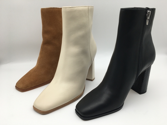 Botas à moda do tornozelo da camurça das senhoras do OEM do ODM de Toe Leather Ankle Boots do quadrado