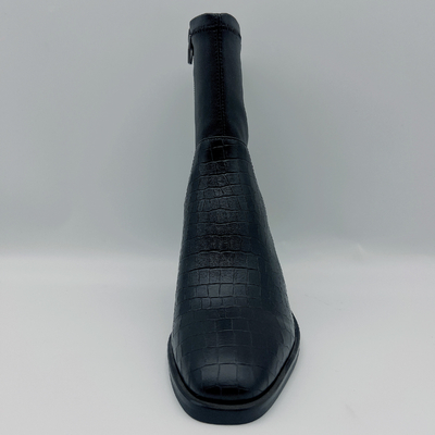 Salto aguçado preto de Toe Ankle Boots Square Abs das mulheres ocasionais com TPR Outsole