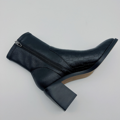 Salto aguçado preto de Toe Ankle Boots Square Abs das mulheres ocasionais com TPR Outsole