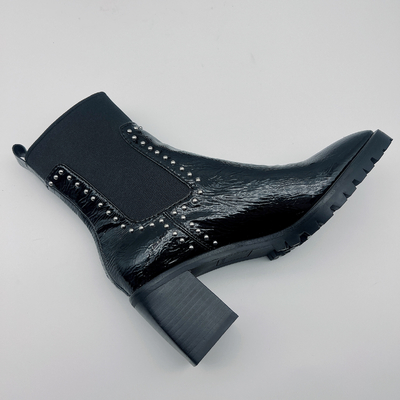 O vestido de couro das mulheres duráveis carreg o vestido preto feito sob encomenda Tan Ankle Boots