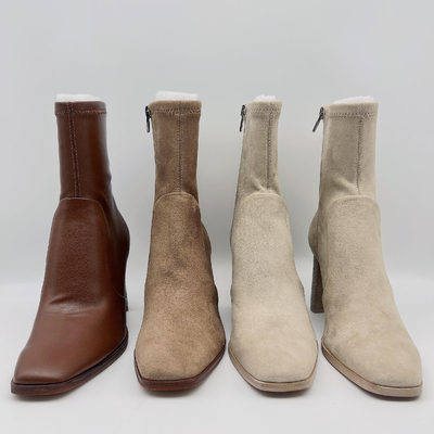 Fora das botas de couro Tan Waterproof Leather Ankle Boots macia do vestido de mulheres brancas