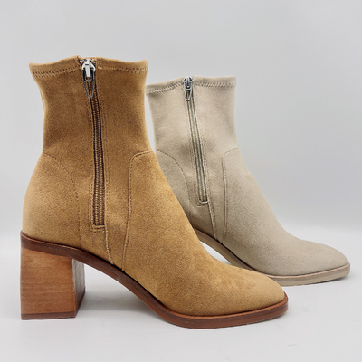 Botas do vestido das mulheres confortáveis/escritório Tan Suede Ankle Boots Womens