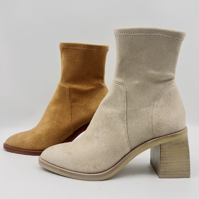 Botas do vestido das mulheres confortáveis/escritório Tan Suede Ankle Boots Womens