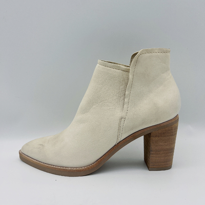 As botas de couro genuínas do tornozelo das mulheres apontaram Toe Ankle Boots Chunky Heel