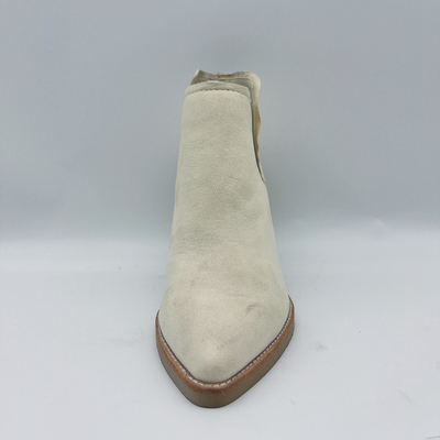 As botas de couro genuínas do tornozelo das mulheres apontaram Toe Ankle Boots Chunky Heel