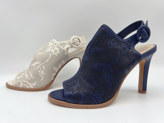 Marinha de couro genuína das sandálias das senhoras/osso Toe High Heel Sandals aberto
