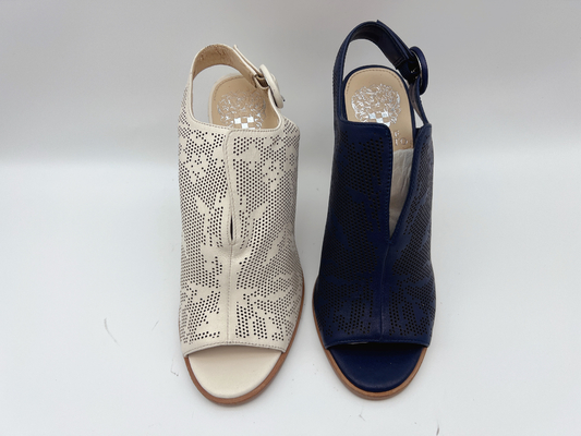 Marinha de couro genuína das sandálias das senhoras/osso Toe High Heel Sandals aberto
