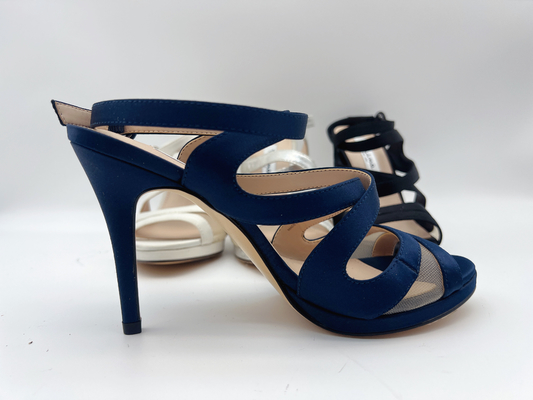As sandálias abertas Nappa macio do salto de Toe Stiletto Elastic Strap High cobrem/malhas macias de harmonização