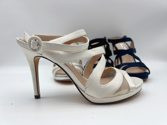 As sandálias abertas Nappa macio do salto de Toe Stiletto Elastic Strap High cobrem/malhas macias de harmonização