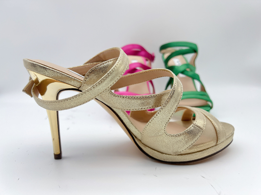 Sandálias abertas de Toe Elastic Stiletto High Heel das sandálias de couro macias das senhoras de 3 polegadas