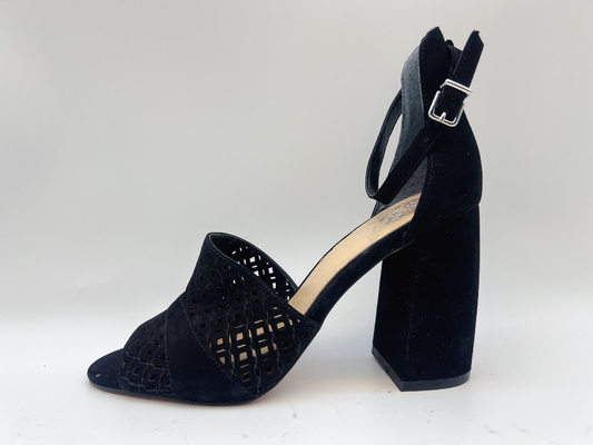 As senhoras macias de Nubuck cobrem brandamente as sandálias #6-#11 preto com a parte superior líquida da pesca