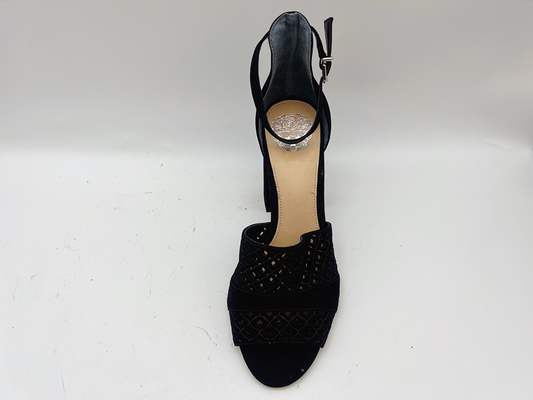 As senhoras macias de Nubuck cobrem brandamente as sandálias #6-#11 preto com a parte superior líquida da pesca