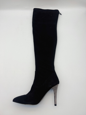 Parte superior aguçado preta da tela de estiramento de Toe Ankle Boots With Soft das mulheres do GV