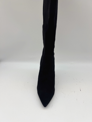 Parte superior aguçado preta da tela de estiramento de Toe Ankle Boots With Soft das mulheres do GV