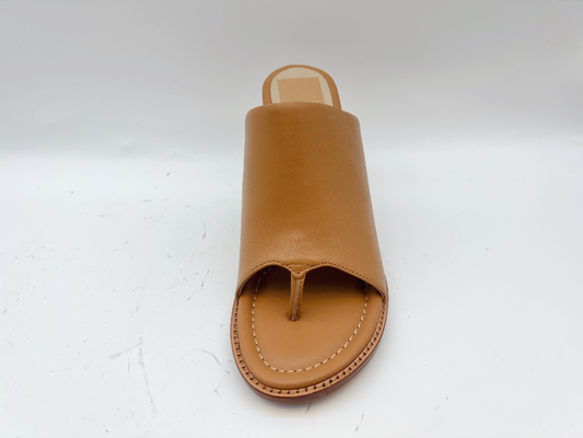OEM Tan Open Toe Thong Sandals das sapatas de vestido das mulheres de couro da vaca macia