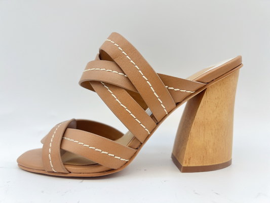 Tan Ankle Strap Womens Dress calça 3 GV de Chunky Heel Open Toe Sandals da polegada