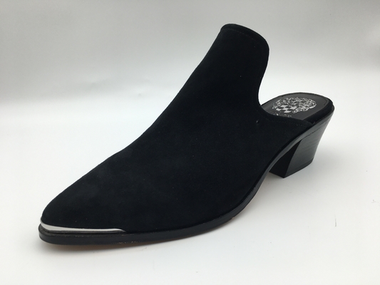 As sapatas de couro lisas das mulheres feitas sob encomenda bronzeam-se/cinzas/baixo salto preto fecharam Toe Shoes