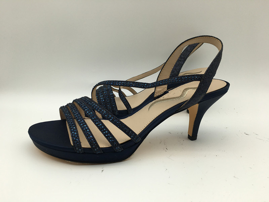 Salto de couro macio Toe Sandals aberto da marinha 3cm das sandálias das senhoras ocasionais baixo