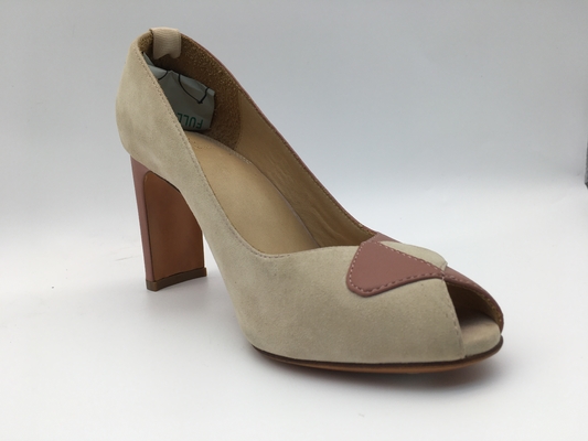 OEM de couro do ODM das sapatas de vestido das mulheres da camurça com espreitadela Toe Heels