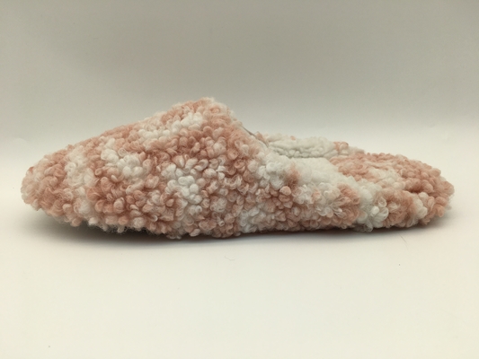 Deslizadores de senhoras macios Toe Two Tone Fur With próximo do rosa/osso uma unidade TPR Outsole