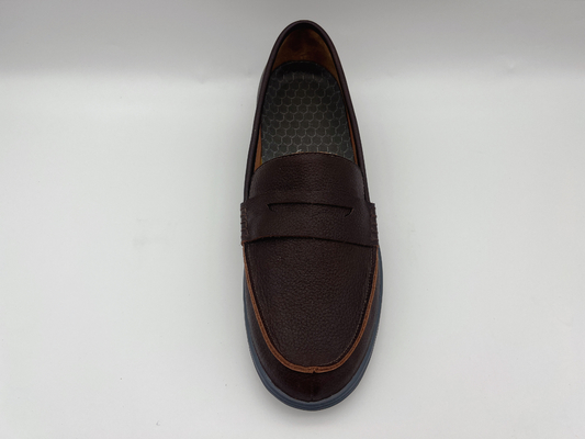 Sapatas de trabalho resistentes do deslizamento confortável brandamente dois preguiçosos de Tone Leather Ladies Flat Leather