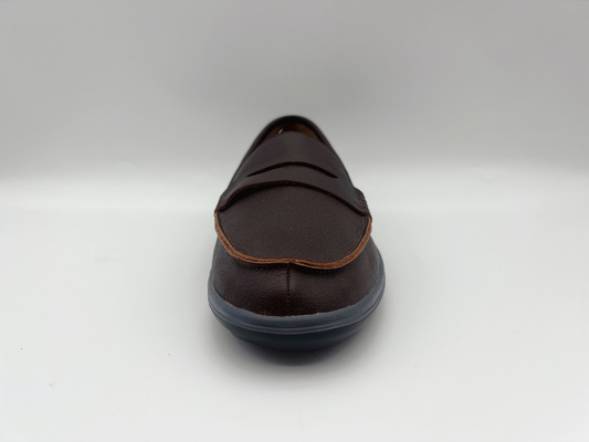Sapatas de trabalho resistentes do deslizamento confortável brandamente dois preguiçosos de Tone Leather Ladies Flat Leather