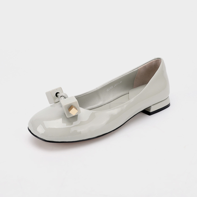 Sapatos baixos casuais femininos com fivela quadrada cinza arroz, sapatos baixos femininos confortáveis