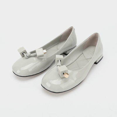 Sapatos baixos casuais femininos com fivela quadrada cinza arroz, sapatos baixos femininos confortáveis