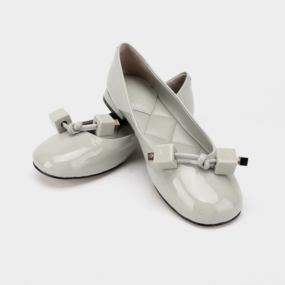 Sapatos baixos casuais femininos com fivela quadrada cinza arroz, sapatos baixos femininos confortáveis