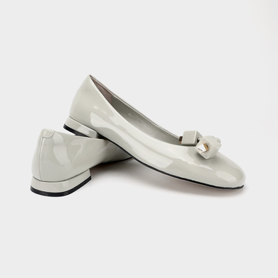 Sapatos baixos casuais femininos com fivela quadrada cinza arroz, sapatos baixos femininos confortáveis