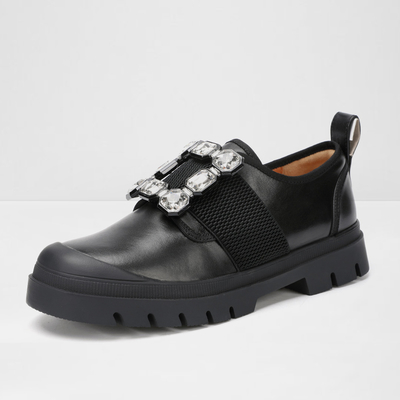 Sapato feminino preto liso para escritório novo estilo, sapato baixo casual Mary Jane