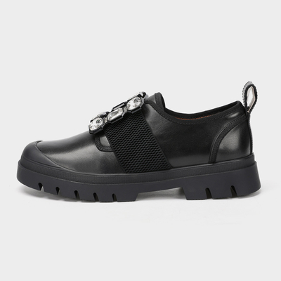 Sapato feminino preto liso para escritório novo estilo, sapato baixo casual Mary Jane