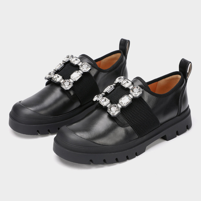 Sapato feminino preto liso para escritório novo estilo, sapato baixo casual Mary Jane