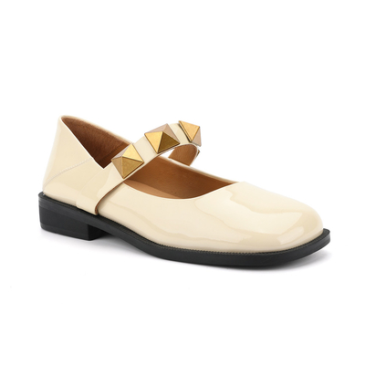Sapatos femininos de couro lisos antiderrapantes, lindos sapatos femininos Mary Jane
